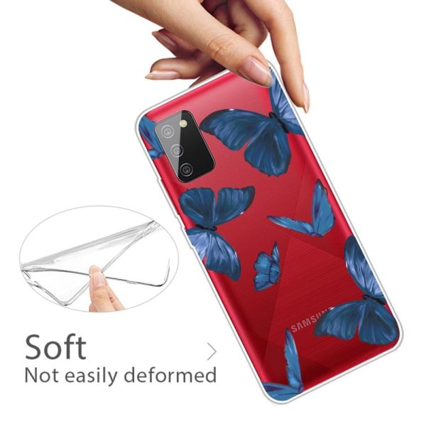 Samsung Galaxy A02s Fleksibel Plastik Cover - Sommerfugle Print For Sale