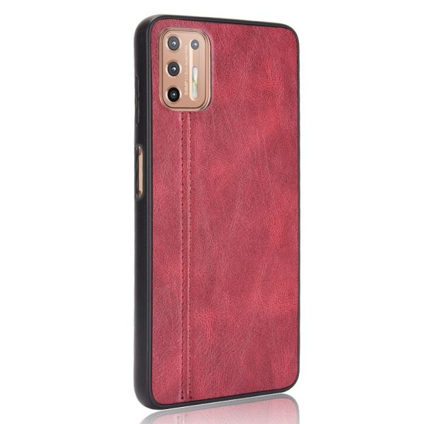 Motorola Moto G9 Plus Læderbelagt Plastik Cover - Rød Online Sale