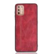 Motorola Moto G9 Plus Læderbelagt Plastik Cover - Rød Online Sale