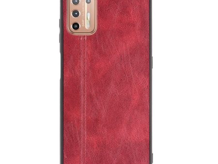 Motorola Moto G9 Plus Læderbelagt Plastik Cover - Rød Online Sale