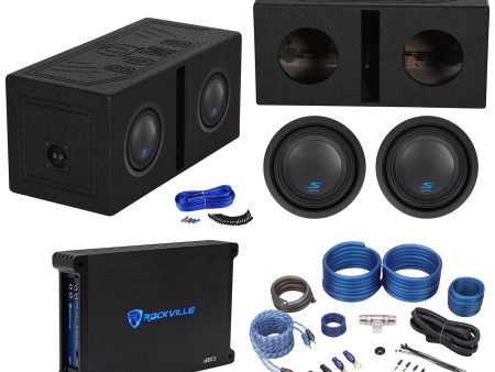 (2) ALPINE S-W8D2 8  900w Subwoofers+Vented Sub Box Enclosure+Amplifier+Amp Kit on Sale