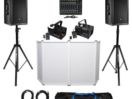 2) JBL SRX812P 12  2000w Powered DJ Speakers+Stands+Facade+Fog+Haze+Mackie Mixer For Cheap