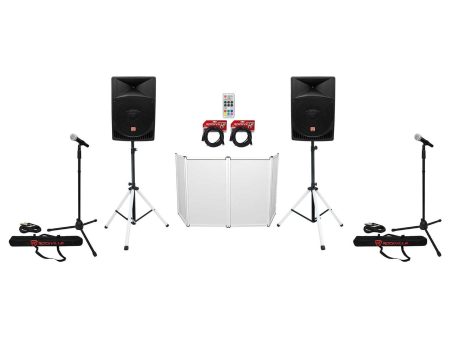 2) Rockville RPG15 15  Powered 1000w DJ PA Speakers+LED Stands+Facade+(2) Mics Cheap