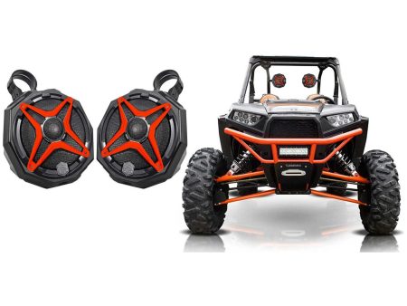 2) 6.5  Roll Cage Roll Bar Tower SSV Speakers for Polaris RZR XP XP4+Red Grills For Cheap