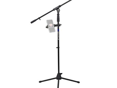 Rockville Microphone Stand w Boom+Tripod Base+360° Swivel Smartphone Mount Hot on Sale