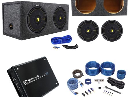 2) Kicker 44CWCD124 CompC 12  Subs+Sealed Enclosure+500W Mono Amplifier+Wire Kit Online now