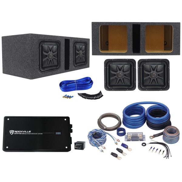 2) Kicker L7S104 10  SoloBaric L7S Subs+Vented Enclosure+1500W Amplifier+Amp Kit Online Hot Sale