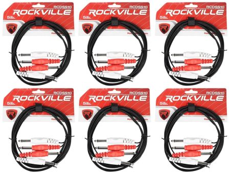 6 Rockville RCDSS10B 10  Dual Mono 1 4  TS to Same Cable For Discount