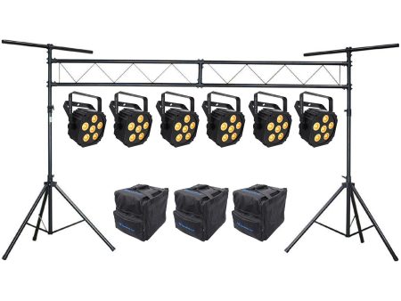 (6) Chauvet DJ Ezlink Par Q6 BT Wireless Bluetooth Wash Lights+Bags+Truss System For Cheap