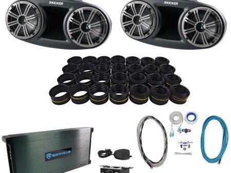 Kicker 41KMT674 6.75  300W RMS Marine Wakeboard Tower Speakers+6-Channel Amp Fashion