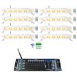 8) Rockville BEST STRIP 60 White Rechargeable Light Bars+Wireless DMX Controller Hot on Sale