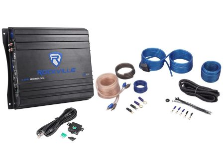 Rockville RVA600.1 1200w Peak 4Ohm Stable Mono Amplifier + Amp Kit Supply