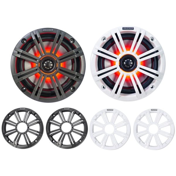 Pair Dual Kicker 43KM654LCW 6.5  780w LED Wakeboard Speakers and 2-Channel Amplifier Online