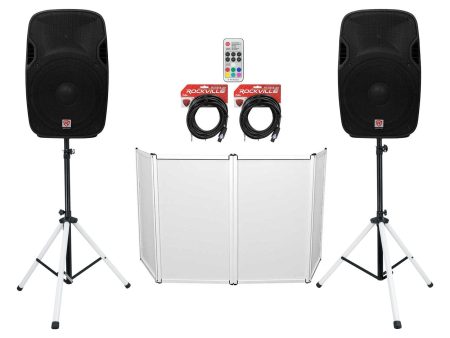 2 Rockville SPGN154 15  1600w DJ PA Speakers+Stands w LED s+Remote+Cables+Facade Online Sale