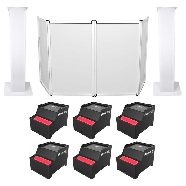 6) Chauvet DJ Freedom CYC Wireless Battery Wash Wide Up Lights+2) Totems+Facade For Sale