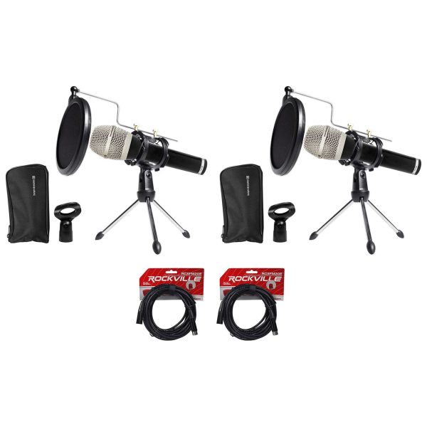 2 Beyerdynamic TG-V50 Podcast Podcasting Microphones w Stands+Cables+Pop Filters Online Hot Sale