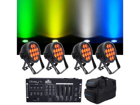 (4) Chauvet DJ SlimPar Pro H USB D-Fi RGBAW Wash Lights+Bag+Controller+Cables For Discount