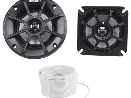 (2) Kicker 40PS42 4  60W ATV UTV RZR Motorcycle Polaris Speakers+Marine Wire PS4 on Sale