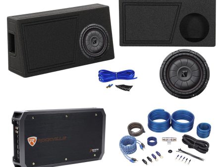 Kicker 43CVT104 COMPVT 800w 10  Slim Subwoofer+Ported Sub Box+Amplifier+Wire Kit Hot on Sale