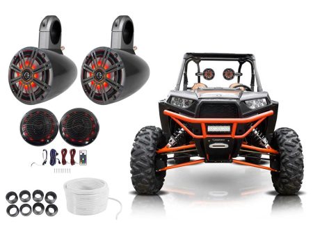 Pair KICKER 6.5  LED Tower Speakers+2) 6.5 Speakers For Polaris RZR ATV UTV Cart Online now