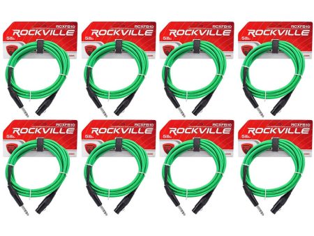 8 Rockville RCXFB10G Green 10  Female REAN XLR to 1 4   TRS Balanced Cables OFC Discount