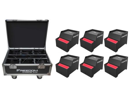 6 Chauvet DJ Freedom CYC Wireless Rechargeable Wide Wall Wash Lights+Charge Case Hot on Sale