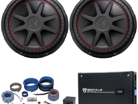 (2) Kicker 43CVR154 COMPVR 15  2000 Watt Car Subwoofers+Mono Amplifier+Amp Kit Sale