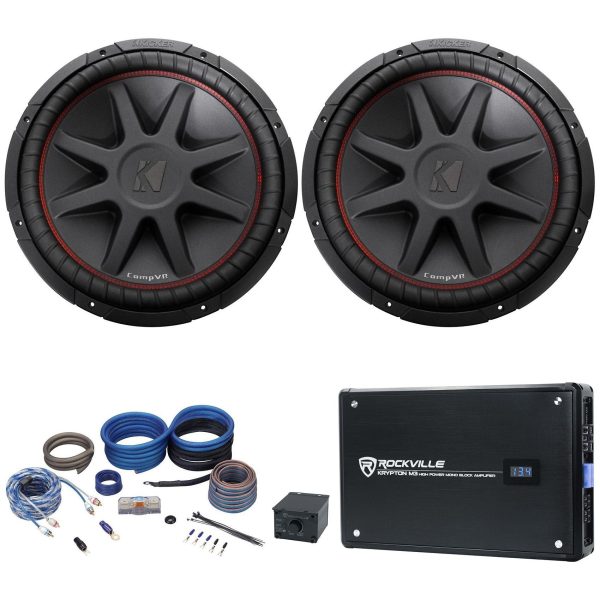 (2) Kicker 43CVR154 COMPVR 15  2000 Watt Car Subwoofers+Mono Amplifier+Amp Kit Sale