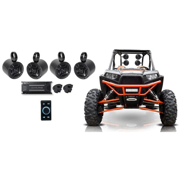 4) Polk Audio 6.5  Tower Speakers+Alpine Amplifier+Bluetooth Switch RZR ATV UTV Online now