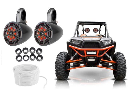 Pair KICKER 6.5  390w LED Tower Rollbar Speakers For Polaris RZR ATV UTV Cart Sale