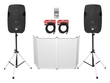 2) Rockville SPGN104 10  800w DJ PA Speakers+Stands w LED s+Remote+Cables+Facade Discount