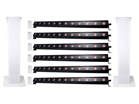 6 American DJ ADJ UB 12H 41.75  RGBAW+UV LED DMX Wash Light Bars+2 Totem Stands For Discount