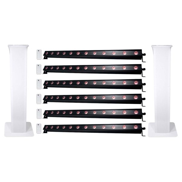 6 American DJ ADJ UB 12H 41.75  RGBAW+UV LED DMX Wash Light Bars+2 Totem Stands For Discount