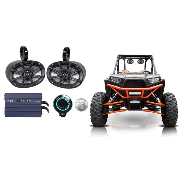 2 Kicker 6x9 Tower Speakers+2Ch Amplifier+Bluetooth Control Polairs RZR ATV UTV For Sale