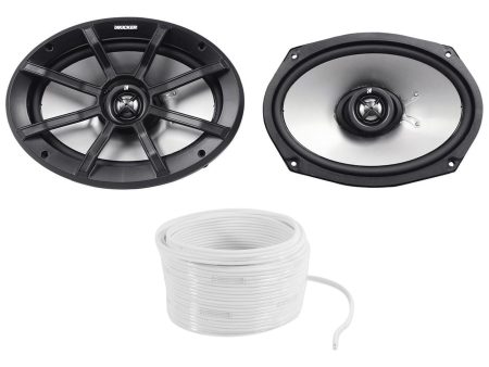 (2) Kicker 40PS694 6x9  180w ATV UTV RZR Motorcycle Polaris Speakers+Marine Wire on Sale