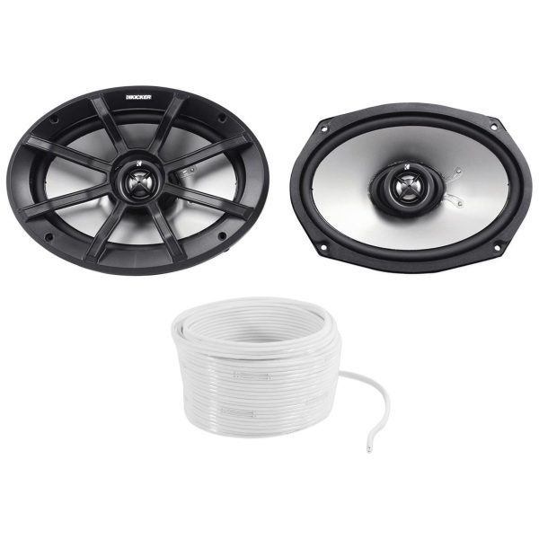 (2) Kicker 40PS694 6x9  180w ATV UTV RZR Motorcycle Polaris Speakers+Marine Wire on Sale