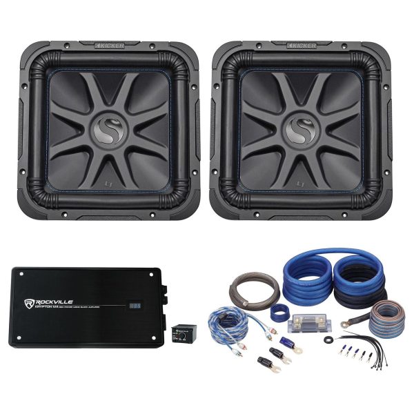 (2) Kicker L7S124 12  1500W Solobaric L7S 4-Ohm Car Subs+1500W Amplifier+Amp Kit Hot on Sale