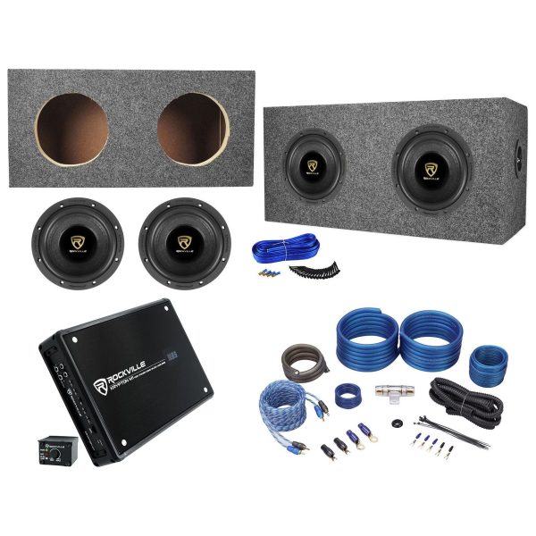 2) Rockville W65K9D4 6.5  1000w Car Subwoofers+Sealed Box+Mono Amplifier+Amp Kit Hot on Sale