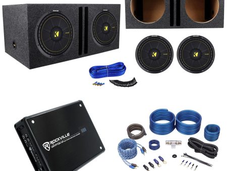 2) Kicker 44CWCD124 CompC 12  Subs+Vented Enclosure+500W Mono Amplifier+Wire Kit Discount