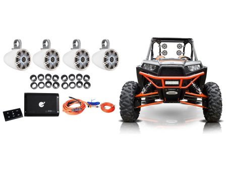 4 KICKER 6.5  LED Tower Speakers+4-Ch Boss Bluetooth Amp for Polaris RZR ATV UTV Online Hot Sale