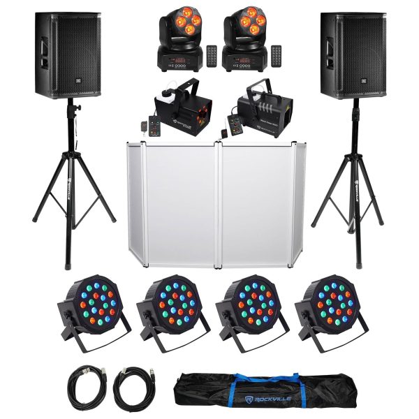 (2) JBL SRX812P 12  2000w Powered DJ Speakers+Facade+Fog+Haze+Par+Moving Heads For Cheap