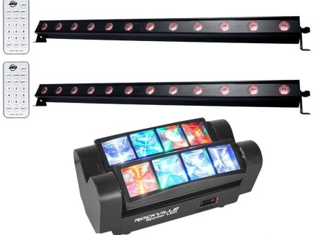 (2) American DJ ADJ UB 12H 41.75  RGBAW+UV DMX Wash Light Bars+Spyder LED Online Sale