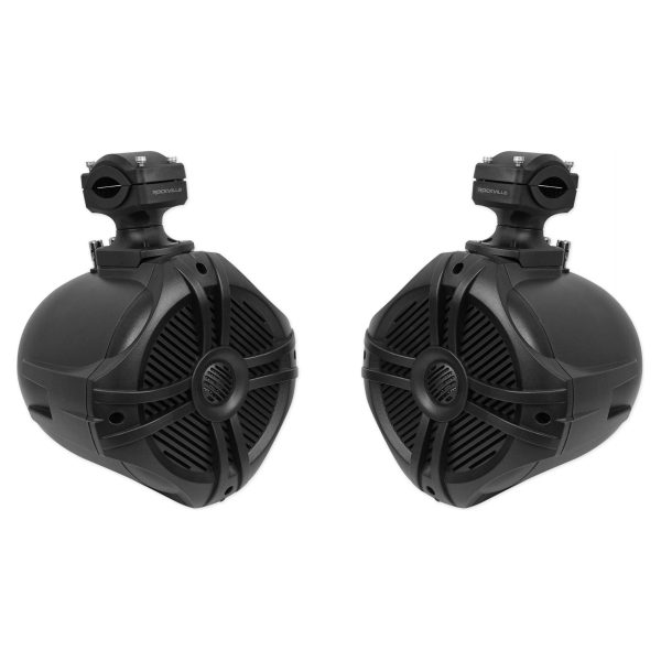 (2) Rockville RWB70B Black 6.5  Marine Wakeboard Swivel Tower Speakers+Amplifier Sale