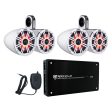 Pair Dual Kicker 43KM654LCW 6.5  780w LED Wakeboard Speakers and 4-Channel Amplifier Online Sale