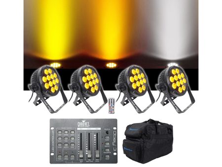 (4) Chauvet DJ SlimPar Pro W USB D-Fi Wash Lights+Bag+Controller+Cables+Remote For Sale