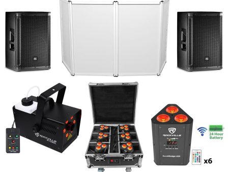 2) JBL SRX812P 12  2000w DJ PA Speakers+(6) Black Wireless Lights+Fogger+Facade Online Hot Sale