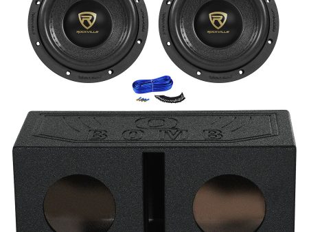 (2) Rockville W65K9D4 6.5  1000w Car Subwoofers Subs+Vented Bedlined Sub Box For Sale