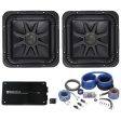 2) Kicker L7S104 10  1200w 4 Ohm Solo Baric L7S Car Subs+1500w Amplifier+Amp Kit Cheap