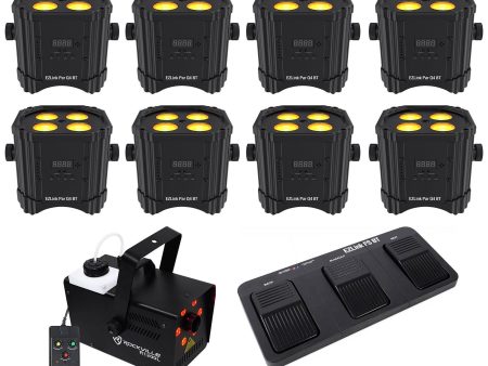 (8) Chauvet DJ Ezlink Par Q4 BT Wireless Bluetooth Lights+Footswitch+LED Fogger Fashion