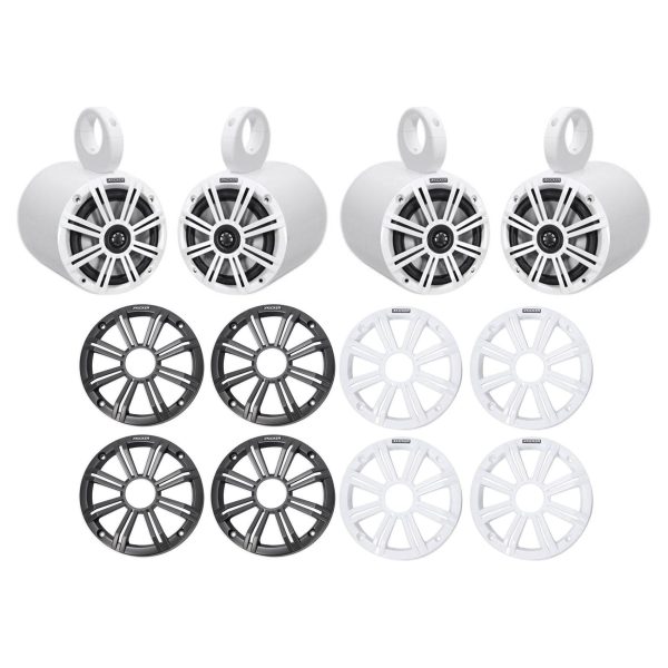 (4) KICKER 45KM654 6.5  390 Watt White Marine Wakeboard Tower Boat Speakers Fashion